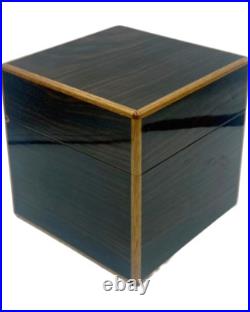 Vintage Wood Wooden Cigar Humidor Box 6.5 x 7H