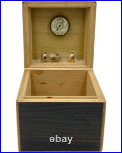 Vintage Wood Wooden Cigar Humidor Box 6.5 x 7H