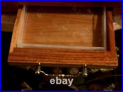 Vintage Wooden Cigar Box with Humidor and lower drawer, Metal Latch