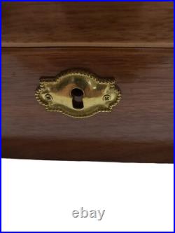 Vintage Wooden Cigar Humidor Box With Hygrometer And Key Lock