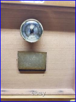 Vintage Wooden Cigar Humidor Box With Hygrometer And Key Lock