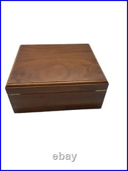 Vintage Wooden Cigar Humidor Box With Hygrometer And Key Lock