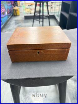 Vintage Wooden Humidor with Key Early 20th Century Cigar Box