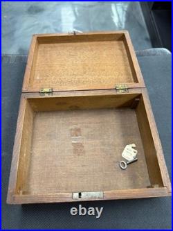 Vintage Wooden Humidor with Key Early 20th Century Cigar Box