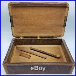Vintage Wooden Inlay Humidor Rectangular Box with Lid 13