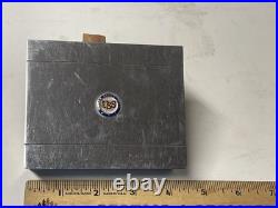 Vtg 1950s United States Steel USS Metal Humidor Cigar Wood Box Holder Case Desk