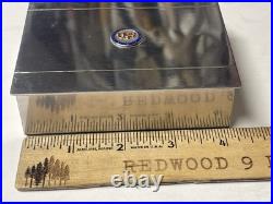 Vtg 1950s United States Steel USS Metal Humidor Cigar Wood Box Holder Case Desk