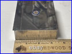 Vtg 1950s United States Steel USS Metal Humidor Cigar Wood Box Holder Case Desk