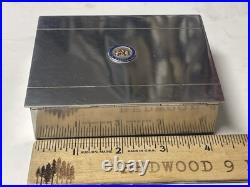 Vtg 1950s United States Steel USS Metal Humidor Cigar Wood Box Holder Case Desk