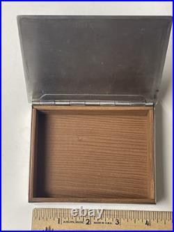 Vtg 1950s United States Steel USS Metal Humidor Cigar Wood Box Holder Case Desk