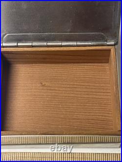 Vtg 1950s United States Steel USS Metal Humidor Cigar Wood Box Holder Case Desk