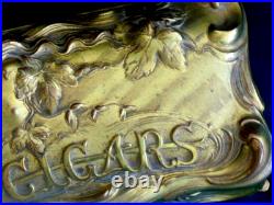 Vtg ART NOUVEAU Repousse Nude CIGAR HUMIDOR Casket Ornate Gold BOX JENNINGS JB
