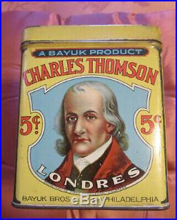 Vtg Advertising Charles Thomson Bayuk Cigar Tobacco Tin Humidor Box Phila Pa