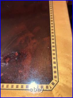 Vtg Cigar Humidor Lacquered Burl Wood Box Inlay Dark Solid Top 16x9x6 Vgc Key