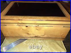 Vtg Cigar Humidor Lacquered Burl Wood Box Inlay Dark Solid Top 16x9x6 Vgc Key