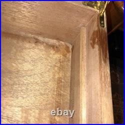 Vtg Cigar Humidor Lacquered Burl Wood Box Inlay Dark Solid Top 16x9x6 Vgc Key