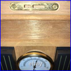 Vtg Cigar Humidor Lacquered Burl Wood Box Inlay Dark Solid Top 16x9x6 Vgc Key