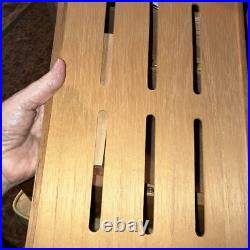 Vtg Cigar Humidor Lacquered Burl Wood Box Inlay Dark Solid Top 16x9x6 Vgc Key