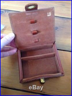 Vtg Dunhill Small Brown Leather Covered Box Humidor James B Hoover 4.5x3.75