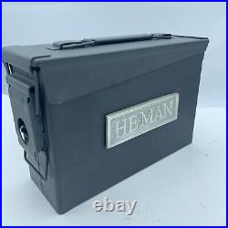 Vtg He-man Humidor Metal Ammo Can Ammunition Box Cigar Tobacco Cedar Lined