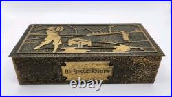 Vtg Silver Crest Bronze Art Deco Golf Cedar Lined Tobacco Cigar Humidor Desk Box