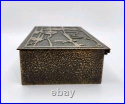 Vtg Silver Crest Bronze Art Deco Golf Cedar Lined Tobacco Cigar Humidor Desk Box