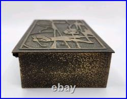 Vtg Silver Crest Bronze Art Deco Golf Cedar Lined Tobacco Cigar Humidor Desk Box