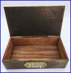 Vtg Silver Crest Bronze Art Deco Golf Cedar Lined Tobacco Cigar Humidor Desk Box