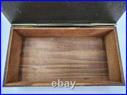 Vtg Silver Crest Bronze Art Deco Golf Cedar Lined Tobacco Cigar Humidor Desk Box