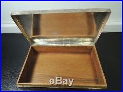 Vtg. Sterling Silver Niello Wood 15,5 x 9.5 Humidor cigar box-Egyptian