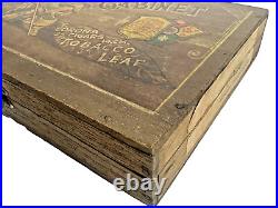 WW II GABINET CORONA TOBACCO LEAF CIGAR Advertising Wooden Box LITHO LABEL RARE