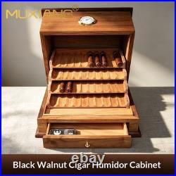Walnut Cigar Humidor Cabinet Cedar Wood Lined with Hygrometer Cigar Collection