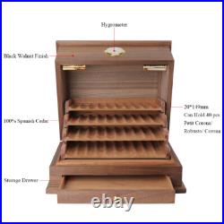 Walnut Cigar Humidor Cabinet Cedar Wood Lined with Hygrometer Cigar Collection
