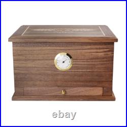 Walnut Cigar Humidor Cabinet Cedar Wood Lined with Hygrometer Cigar Collection