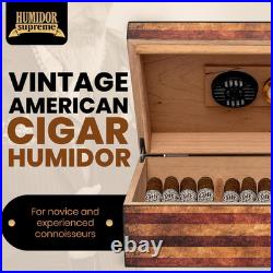 Weathered American Flag Humidor for 25-50 Cigars Old Glory Design