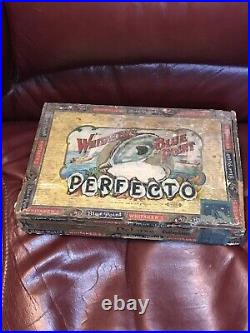 Whitaker's Blue Point Perfecto Wood Cigar Box c1923 Antique RARE HTF Union Made