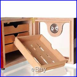 Wood Cedar 100+ Cigar Humidor Box Cabinet Cigarette Hygrometer Humidifier Case
