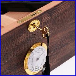 Wood Cedar Cigar Humidor Box Storage Case Humidifier Hygrometer No Glass Top