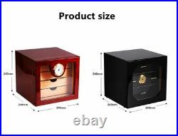 Wood Humidor Cabinet Storage Box Hygrometer Humidifier Luxury Red Black Cedar