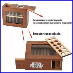 Wooden Cigar Box With Hygrometer Humidifier Fit 12-25 Cigars Case Storage Cabinet