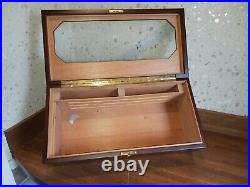 Wooden Cigar Tobacco Humidor Luxury Large Storage Box Angled Antique Lock key