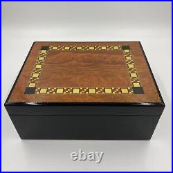 Wooden Humidor Cigar Box with Colorful Patterned Top