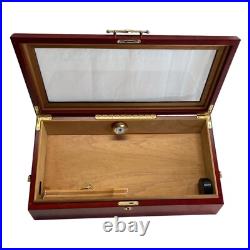 Wooden Large Cigar Humidor Slant Display Box with Hygrometer Humidifier Lock Key Wooden Large Cigar Humidor Slant Display Box with Hygrometer Humidifier Lock Key