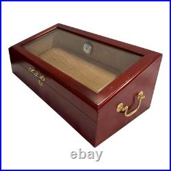 Wooden Large Cigar Humidor Slant Display Box with Hygrometer Humidifier Lock Key Wooden Large Cigar Humidor Slant Display Box with Hygrometer Humidifier Lock Key