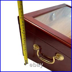 Wooden Large Cigar Humidor Slant Display Box with Hygrometer Humidifier Lock Key Wooden Large Cigar Humidor Slant Display Box with Hygrometer Humidifier Lock Key