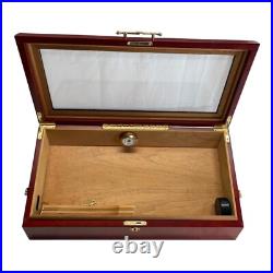 Wooden Large Cigar Humidor Slant Display Box with Hygrometer Humidifier Lock Key Wooden Large Cigar Humidor Slant Display Box with Hygrometer Humidifier Lock Key