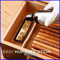Woodronic Spanish Cedar Cigar Humidor Box 25-50 Cigars Digital Hygrometer Glass