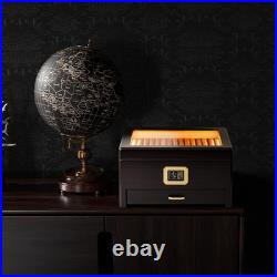 Woodronic Spanish Cedar Cigar Humidor Box 25-50 Cigars Digital Hygrometer Glass