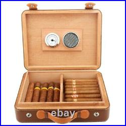 XIFEI Luxury Cigar Humidor Leather Wood Case Box Travel Briefcase For Cohiba NEW