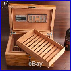 Zebra Grain Big Capacity Cedar Cigar Humidor Box Hygrometer Hygrometer 150 Count